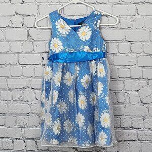 2/$20 Girls Blue with White Flowers George Dress Size 7